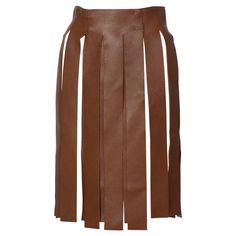 Every so often Prada launches designs that reflect the basics. Stylish, chic, yet raw. Returning to leather accessories with an ancient Roman flair, this Prada belt is done in a quality cocoa brown leather with a fine pebbled texture. Ever so slightly high-waisted, the belt accentuates the hips as thick fringe flows down from the belt to create a skirt overlay that falls to the knee. A novel way to accessorize, this belt would add excellent dimension to a casual jean look or used to create a tie Thick Fringe, Prada Belt, Red Leather Gloves, Century Shoes, Belt Skirt, Look Jean, Bottega Veneta Belt, Vintage Ysl, Prada Accessories