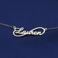 Customize this amazing Infinity Style Name Necklace with the name of someone special. Show them how much you care by carrying their name close to your heart. It is best gift for friends couples and families. Item specifics: Style Name Necklace/Love Necklace Pendant Size Height:1.2CM(0.48INCH) Hook Single Hook Material Sterling Silver Chain type Rolo Chain Material Sterling Silver 925 Font: DELIVERY & SHIPPING Delivery Time= Processing Time + Shipping Time For every piece in our collection, t Infinity Engraved Name Necklace As Gift, Engraved Infinity Name Necklace As Gift, Infinity Engraved Name Necklace For Gift, Customized Infinity Name Necklace, Elegant Infinity Name Necklace With Custom Name, Infinity Shape Custom Name Necklace For Anniversary, Custom Name Infinity Necklace For Anniversary Gift, Silver Infinity Name Necklace For Anniversary, Custom Name Infinity Necklace For Anniversary