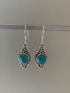 Turquoise earrings Round Turquoise Earrings For Gift, Turquoise Drop Earrings For Gift, Turquoise Earrings With Ear Wire For Gift, Turquoise Dangle Earrings Gift, Nickel-free Turquoise Earrings For Gift, Moonstone Teardrop Necklace, Silver Pinky Ring, Sterling Silver Turquoise Earrings, Turquoise Dangle Earrings