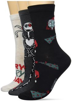 PRICES MAY VARY. 3-Pack includes three pairs of assorted The Nightmare Before Christmas women's socks These Nightmare Before Christmas women's socks are made up of 97% Polyester and 3% Spandex material and are lightweight and soft. These socks highlight your favorite The Nightmare Before Christmas! Machine wash in cold water. Funny Socks For Men, Women Crew Socks, Comfortable Socks, Women's Socks, Funny Socks, The Nightmare Before Christmas, Cute Socks, Novelty Socks, The Nightmare