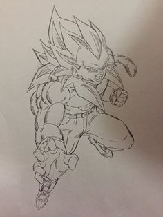 a drawing of the character gohan from dragon ball super saiyans, drawn in pencil