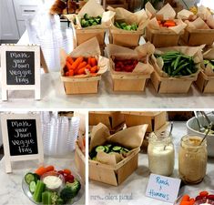 there are many different types of vegetables on the table and in boxes next to each other