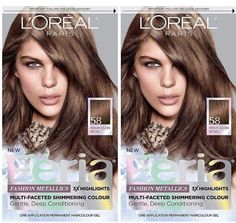 2 x L'Oreal Paris Feria #58 Medium Golden Brown Bronze Shimmering Hair Color Dye. Golden Brown Hair Box Dye, Golden Bronze Hair Color, Light Golden Brown Hair, Cool Brown Hair, Medium Golden Brown, Ariel Wedding, Everyday Eye Makeup, Box Dye, Golden Brown Hair