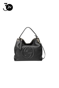 This black Gucci bag exudes luxury with its��beautiful leather and gold-toned hardware. The famous interlocking GG logo is displayed proudly on the front. With a zipper pocket and two open pockets befitting of a phone, you'll have space to organize what you need to bring with you.��    Model: 536194��    Black��Leather  Gold-tone Hardware  GG Soho  Top Zip Closure  Leather Shoulder Strap  Removable/Adjustable Shoulder Strap  Three Interior pockets  Strap Drop: 5"��  Measurements: 13.5" x 5.5" x Black Gucci Bag, Hobo Shoulder Bag, Gg Logo, Gucci Black, Soho, Gucci Bag, Zipper Pocket, Convertible, Shoulder Strap