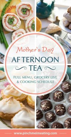 the mother's day afternoon tea menu is full of delicious treats and desserts