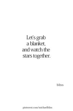 a white book cover with the words let's grab a blanket and watch the stars together