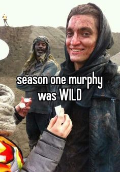 a man in black jacket standing next to other people with text on it that reads season one murphy was wild