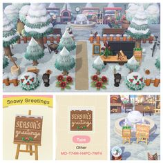 the snowy greetings are displayed in this screenshot from an animal crossing game