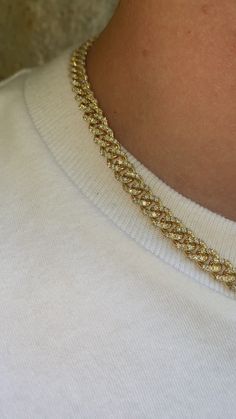 Luxury Gold Chain Necklaces For Anniversary, Luxury Formal Yellow Gold Cuban Link Necklace, Luxury Yellow Gold Cuban Link Jewelry, Luxury Gold Plated Cuban Link Necklace In Yellow Gold, Gold Iced Out Round Diamond Necklace, Gold Iced Out Round Tennis Necklace, Gold Iced-out Tennis Necklace, Gold Cuban Link Tennis Necklace, Gold Cuban Link Iced Out Diamond Necklace