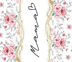 a floral background with the word love written in cursive writing on top of it