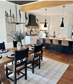 a dining room table and chairs in a kitchen