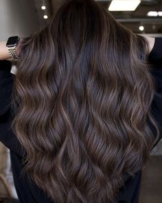 Dark Chocolate Hair Color With Caramel, Cool Toned Brown Balayage, Hair Styles Dark Hair, Sunkissed Hair Highlights, Subtle Dimensional Brunette, Trendy Balayage, Dark Brunette Balayage, Dimensional Balayage