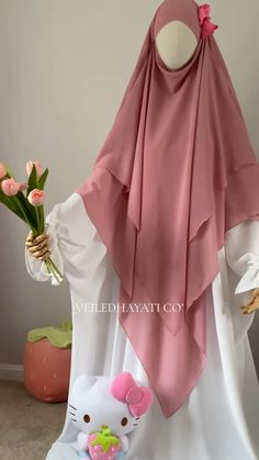 Pink Khimar, Islam Fashion, Outfit Muslim, Pink Hijab