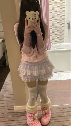 Kawaii Cutecore Outfit, Meloclaws Outfits, Kawaiikei Outfits, Kawaii Core Clothes, Fairykei Outfit, Kawaii Skirt Outfits, Gloomy Bear Outfit, Gurokawaii Fashion, Casual Kawaii Outfits