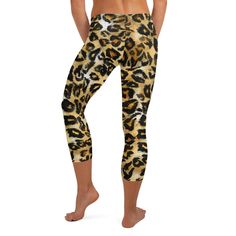 Brown Leopard Animal Print Dressy Women's Capri Leggings Pants- Made in USA/ EU | Heidi Kimura Art LLC Capri Leggings Outfit, Leggings And Converse, Gym Pants Women, Leggings Outfit Summer, Leggings Outfit Fall, Animal Print Leggings, Leopard Leggings, Flawless Diamond, Next Fashion