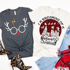 Confessions of a Frugal Mind: Harry Potter Inspired Christmas Graphic Tees $19.9... Universal Studios Christmas Shirts, Harry Potter Christmas Shirts, Harry Potter Inspired Christmas, Harry Potter Christmas Shirt, Harry Potter Halloween Decorations, Christmas Graphic Tees, Harry Potter Sweater, Hogwarts Christmas