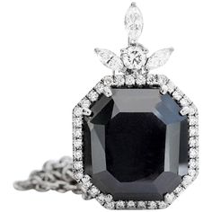 Metal: Platinum Measurements: 17.73 x 16.35 x 11.63 Total Diamond Carat Weight: 29.5ctw * Comes with GIA Certificate Tiffany Cross Necklace, Month Gemstones, Black Diamond Pendant, Colored Diamond Jewelry, Watermelon Tourmaline Necklace, Black Diamond Necklace, Black Diamond Jewelry, Antique Necklaces, Gia Certificate