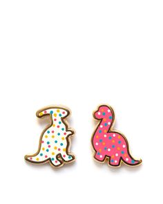 Dino Cookie Earrings – Strange Ways Cookie Earrings, Dinosaur Cookies, Novelty Earrings, Dinosaur Earrings, Enamel Pin Collection, Nickel Allergy, Funky Earrings, Mismatched Earrings, Cool Pins