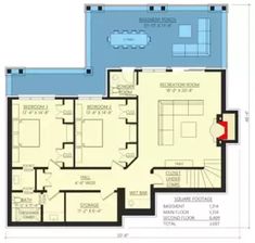 the floor plan for an apartment with two bedroom, one bathroom and another living room