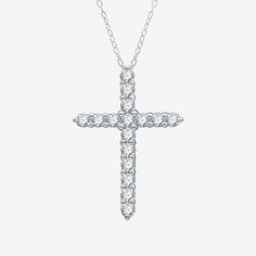 This Yes, Please! cross pendant necklace will be a chic welcome addition to your jewelry collection. Crafted from Sterling Silver, its features a cross pendant encrusted with Lab Created White Sapphire round-cut stones and it comes on a rope chain. Style with all your favorite outfits or gift it to loved ones. Features: Religious Jewelry, In A Gift BoxJewelry Closure: Spring Ring ClaspLink Construction: SolidSetting: ProngShape: CrossStone Cut: RoundMetal Color: WhiteChain Length: 18 InchPendant Sterling Silver Cross Pendant, Silver Cross Pendant, Cross Jewelry, Sterling Silver Cross, Cross Pendant Necklace, Religious Jewelry, Girly Jewelry, Yes Please, Silver Cross