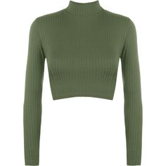 Crop Tops Shirts, Twist Front Crop Top, Green Long Sleeve Shirt, Fotografi Digital, Turtle Neck Crop Top, Turtleneck Shirt, Ribbed Crop Top, Crop Top And Shorts, Cute Crop Tops