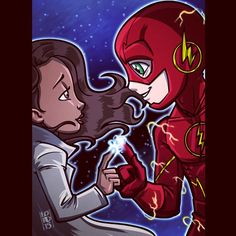 The Flash And Supergirl, Lord Mesa Art, Barry Iris, Arrow Memes, Flash Characters, Interracial Art, Couple Comics, Iris West Allen, Flash Comics