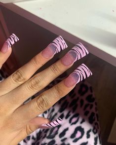 Pink Zebra Print French Tip Nails, Duck Nails Zebra Print, Duck Nail French Tips, Pink Zebra Nails Y2k, French Tip Zebra Nails, Zebra Print Duck Nails, Pink French Tip Duck Nails, Zebra Nails Pink, Zebra Print French Tip Nails