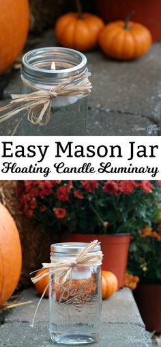 an easy mason jar floating candle for fall