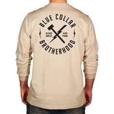 Blue Collar Brotherhood Black version has an Arc Rating (ATPV) of 8.9 cal/cm2 . It’s hard to put into words the passion and dedication that Blue Collar Brotherhood has for their fellow men and women with callouses on their hands and dirt under their nails. They have spent years creating a community of people who are proud and patriotic about hard work they do every day to build this country. Many of the people who support Blue Collar Brotherhood work in environments which require arc and flame r Flame Resistant Clothing, Mens Valentines Gifts, The Passion, Clothing Company, Graphic Shirts, Hard Work, Clothing Items, Long Sleeve Shirt, Black Shirt