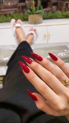 Kutek Disney, Red Acrylic Nails, Nagel Tips, Smink Inspiration, Makijaż Smokey Eye, Thanksgiving Nails, Red Nail, Xmas Nails, Manicure Y Pedicure