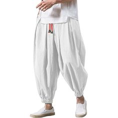 Season:Spring  Summer; Fabric:Linen Cotton Blend; Gender:Men's; Style:Casual,Hip-Hop,Boho,Hippie; Occasion:Daily,Gym,Streetwear; Fit Type:Loose Fit; Waistline:Mid Waist; Pattern:Plain; Design:Drop Crotch,Elastic Waist,Drawstring; Pants Type:Joggers,Trousers,Beach Pants,Linen Pants,Baggy Harem Pants,Boho Pants,Summer Pants; Front page:FF; Hips:null; Length:null; Waist:null; Fit US Size:null; Fit UK Size:null; Fit EU Size:null Gym Streetwear, Harem Pants Fashion, Harem Pants Men, Mens Trousers Casual, Harem Trousers, Graduation Outfits, Casual Joggers, Loose Trousers, Men Pants