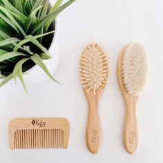 Bamboo Hair Brush, Kyte Baby, Cradle Cap, Baby Bamboo, Bamboo Brush, Wooden Brush, Comb Set, Entertaining Essentials, Goat Hair