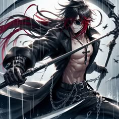 Anime Goth Jet Black Long Hair, Black Blindfold, Black Long Hair, Walpapers Cute, Male Angel, Anime Goth, Dark Anime Guys, Anime People, Male Characters