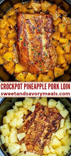 crockpot pineapple pork loin with potatoes and carrots