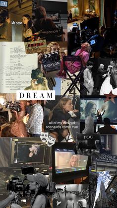 a collage of photos with the words dream written in black and white on them