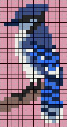 a cross stitch pattern with a blue jay bird on it's head and neck