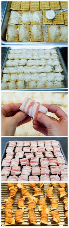 the process of making sushi rolls is shown here