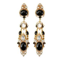 Onyx and White Topaz Earrings Sun And Moon Design, Best Selling Jewelry, Pearl Chandelier Earrings, White Topaz Earrings, Designer Costume Jewelry, Pearl Chandelier, Earrings Chandelier, Italian Jewelry, Unusual Jewelry