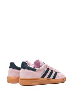 Adidas Handball Spezial "Clear Pink" Sneakers - Farfetch Adidas Sporty Custom Sneakers With Gum Sole, Pink Sneakers With Gum Sole For Light Sports, Sporty Adidas Custom Sneakers With Gum Sole, Adidas Sporty High-top Sneakers With Gum Sole, Pink Sneakers With Gum Sole For Casual Sports, Pink Adidas Sneakers With Vulcanized Sole, Adidas Pink Sneakers With Vulcanized Sole, Pink Athleisure Sneakers With Gum Sole, Pink Suede Sneakers For Sports