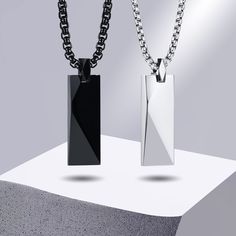 GeoBox Pendant Men's Necklace: Redefine Your Style Introducing the GeoBox Pendant Men's Necklace from EFFENTII, a fusion of elegance, masculinity, and contemporary design. Crafted from high-quality stainless steel, this pendant necklace is not just a style statement but a testament to durability and sophistication. With its geometric edges and dimensional angles, the pendant emanates a rugged brilliance that is sure to turn heads. High-Quality, Durable, and Fashionable The included high-strength Rectangle Pendant Necklace, Male Jewelry, Necklace Stand, Rectangle Pendant, Bespoke Rings, Geometric Necklace, Geometric Pendant, Men's Necklace, Elegant Necklaces