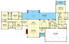 the first floor plan for this house shows the living room and dining area, as well as