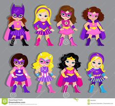 the super hero girls clipart set is available for personal use and includes all kinds of outfits