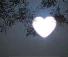 a heart - shaped object is seen through the branches of a tree