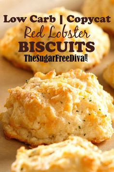 red lobster biscuits with text overlay that reads low carb copycat red lobster biscuits