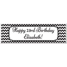 a red and white chevroned birthday banner with the words happy 3rd birthday elizabeth