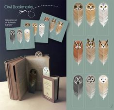 the owl bookmarks are designed to look like feathers