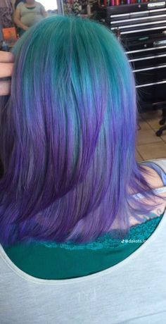 Blue Hair With Purple Tips, Purple Roots Blue Hair, Purple To Blue Hair, Turquoise And Purple Hair, Purple And Teal Hair, Teal And Purple Hair, Blue And Purple Hair, Summer Hair Styles, Unicorn Nail Art