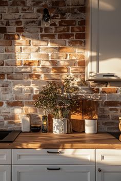 the kitchen counter is clean and ready to be used as an appliance for cooking