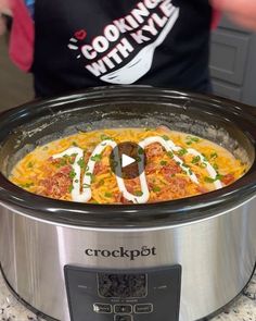 the crockpot is ready to be cooked in the slow cooker for dinner