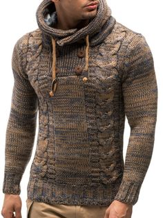 This timeless Men's Hooded Cable Knit Long Sleeve Sweater is crafted from soft cotton-wool blend fabric for a warm, comfortable fit. Featuring a stylish cable knit pattern and drawstring hood for a modern touch, this sweater is perfect for cooler days. Lace Up closure Stay Cozy & Look Cool Size Chest Waist XXS 29 - 31 27 - 29 XS 30 - 32 28 - 30 S 34 - 36 30 - 32 M 38 - 40 32 - 33 L 42 - 44 33 - 34 XL 46 - 48 36 - 38 2XL 48 - 50 40 - 42 3XL 50 - 52 44 - 48 Leif Nelson, Dressy Attire, Pullover Sweater Men, Sweaters For Men, Winter Pullover, Thermal Shirt, Men's Knit, Drawstring Hoodie, Clothing Styles